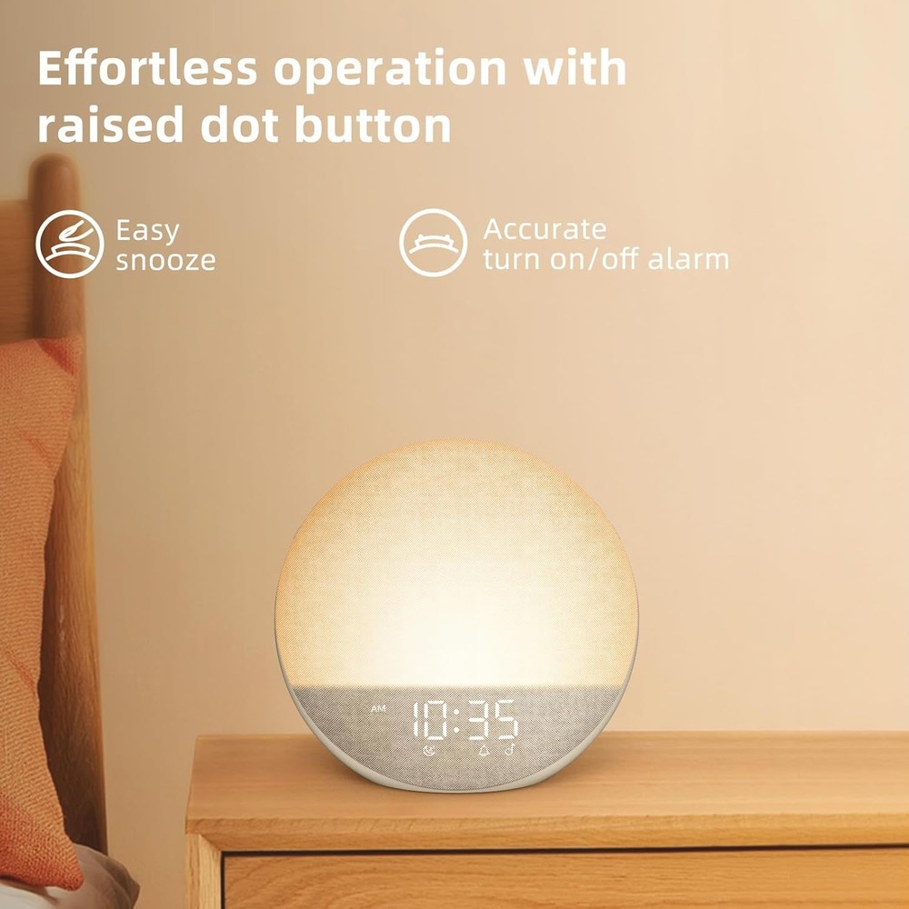 Natural Wake Up Light - Bedroom Dimmable Clock with Bluetooth Speaker