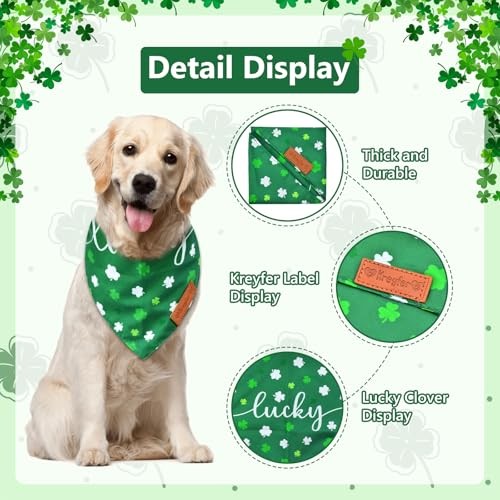 2 Pieces St. Patrick's Day Dog Bandanas, Double-Sided Reversible Triangle