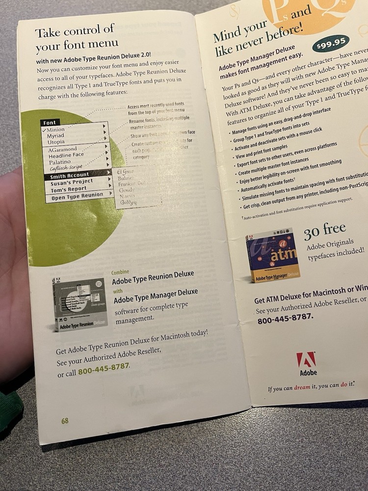 Vntg Spring 1997 Adobe Type Library Booklet Manager Fonts HTF Samples Manual
