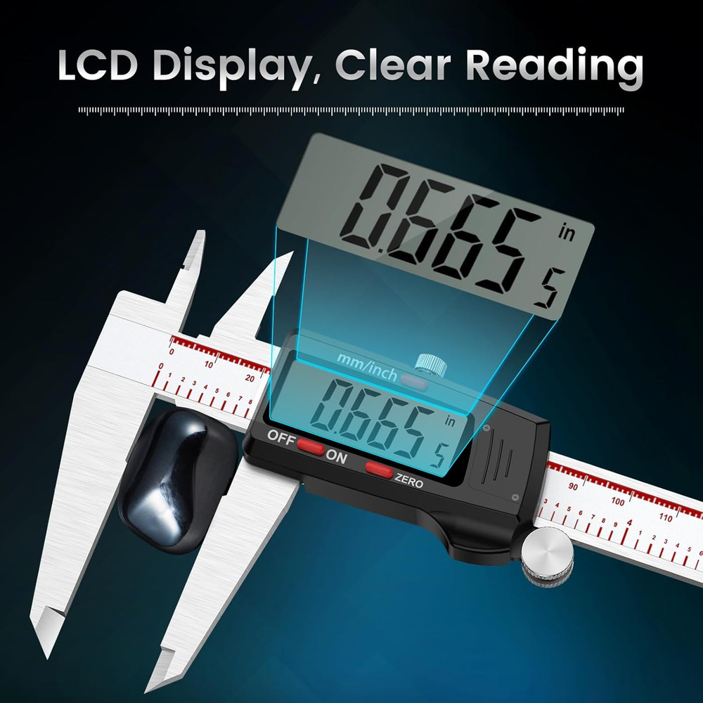 Digital Caliper 12 Inch, Caliper Measuring Tool with Large LCD Screen, Inch/Mm,