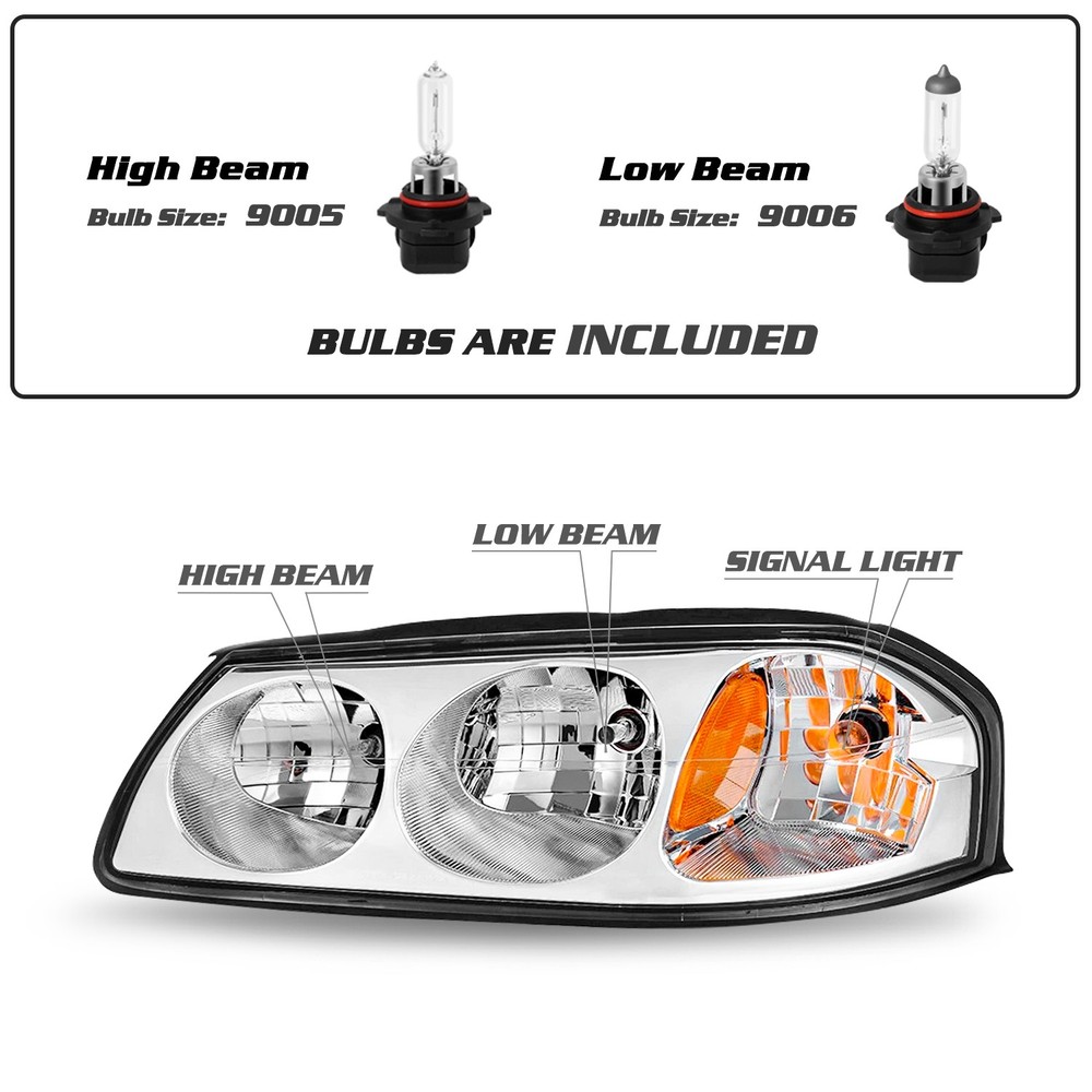 For 2000-2005 Chevy Impala Headlights Replacement Headlamps Pair Left+Right