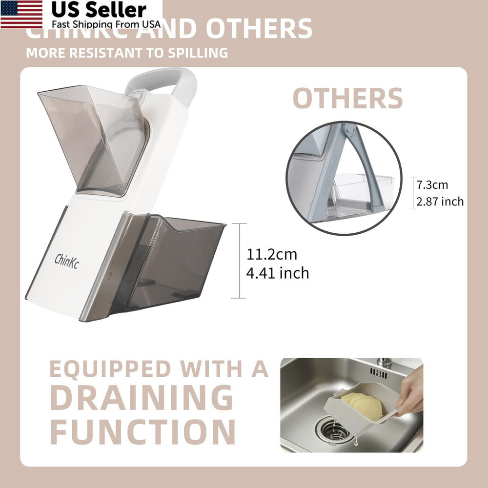 ChinKc Upgrade Safe Mandoline Slicer for Plus, Gray and White