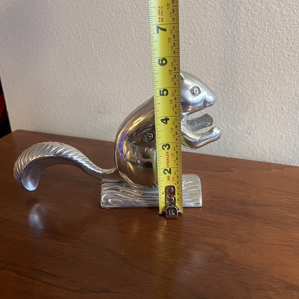 Squirrel Nutcracker Nut Cracker Mechanical Cast Aluminum Silver Color Figural