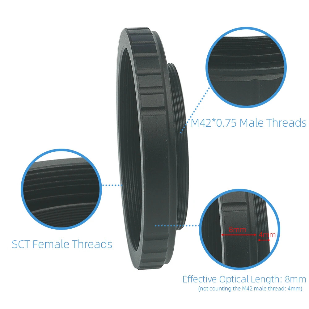 SCT to M42 T2 Male Thread T Ring Adapter Telescope Converter Threads Conversion