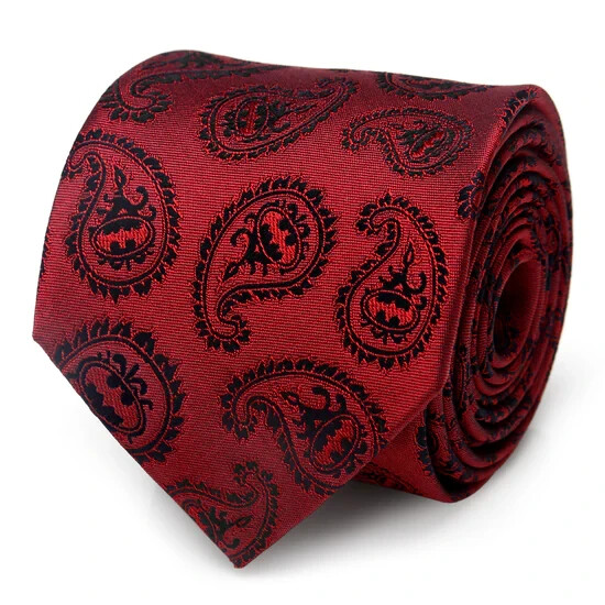 DC Comics Red Batman Paisley Men's Tie