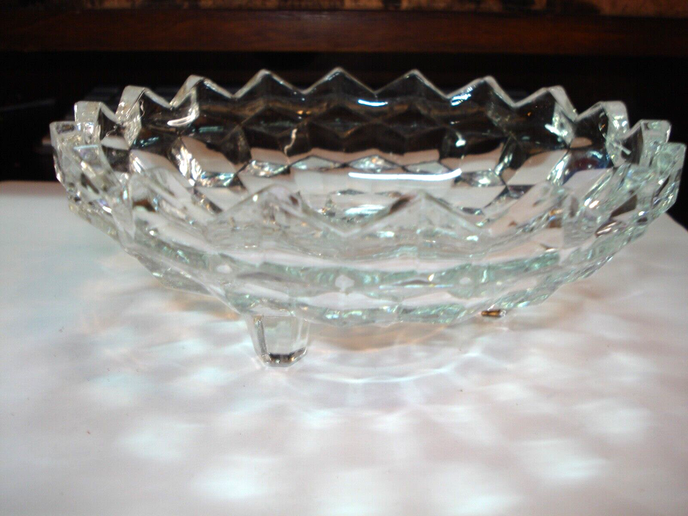 Vintage Round Crystal Candy/Nut Dish 6" Dia.