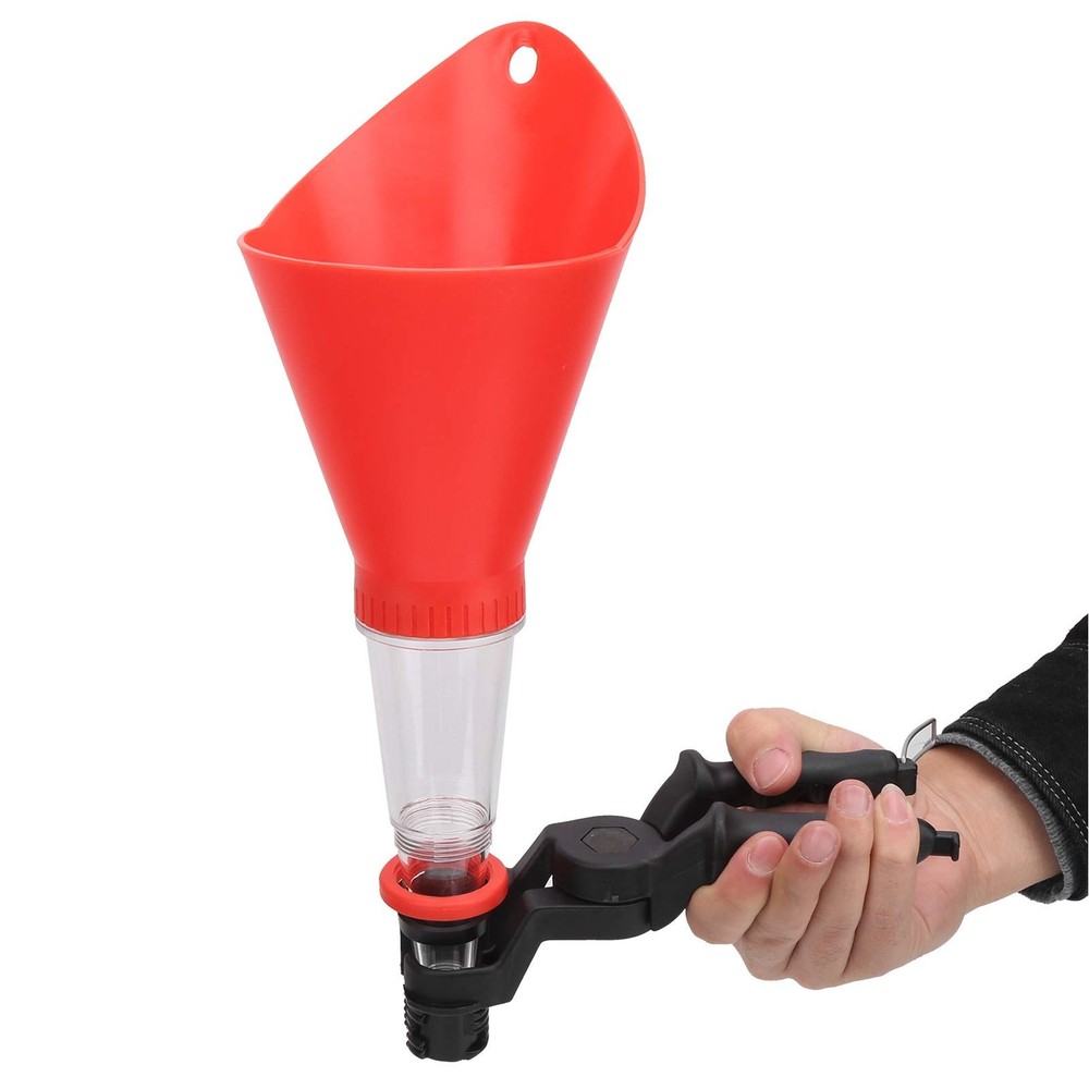 Fast-Clamp Universal Oil Filter, Engine Funnel with Adjustable Fixed Red