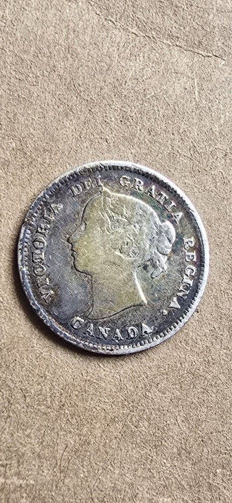 Canada 1884 Silver 5 Cents, Key Date, Circulated