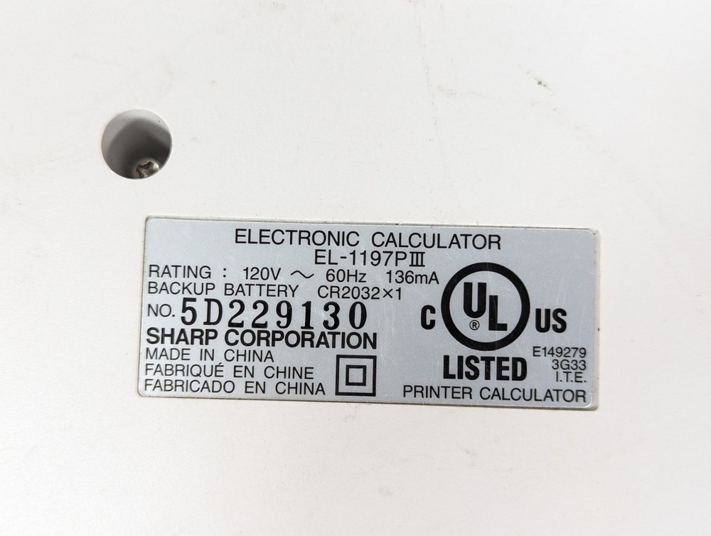 Sharp EL-1197PIII Printing Calculator Housing Shell Parts Unit Only Missing P...