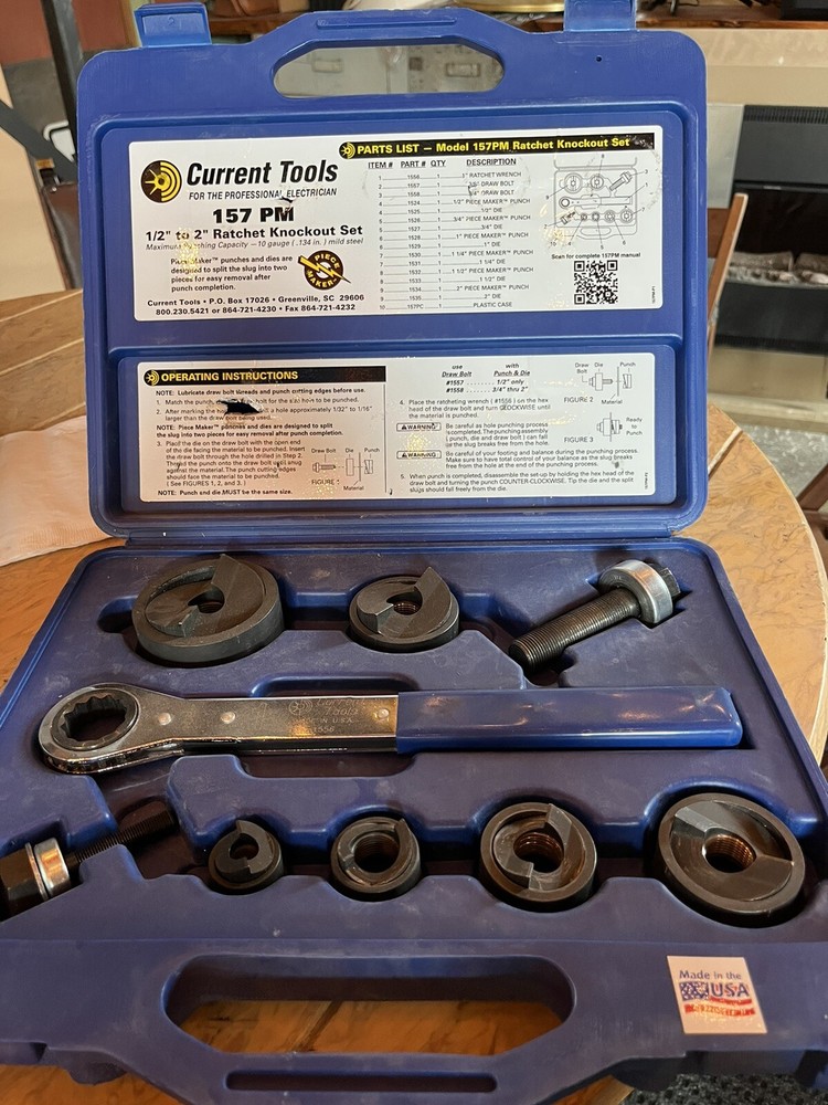 CURRENT TOOLS 157 PM 1/2"-2" RATCHET KNOCKOUT SET USA 🇺🇸 GREENLEE