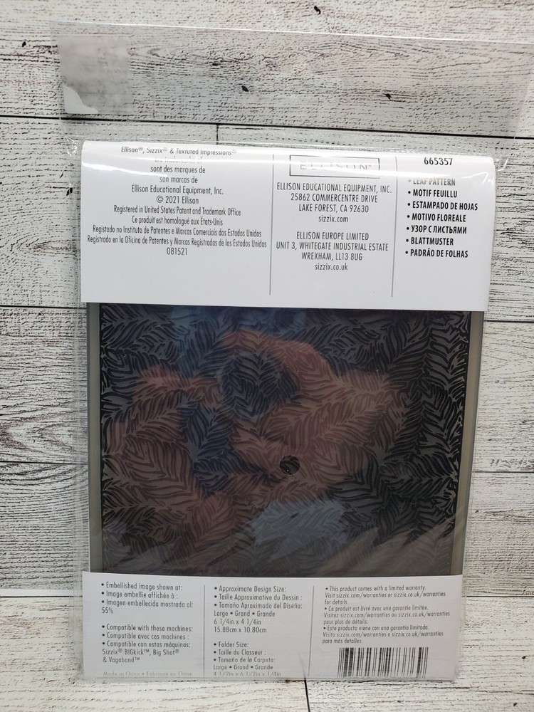 SI1 Sizzix 3D Textured Impressions A6 Leaf Pattern Embossing Folder