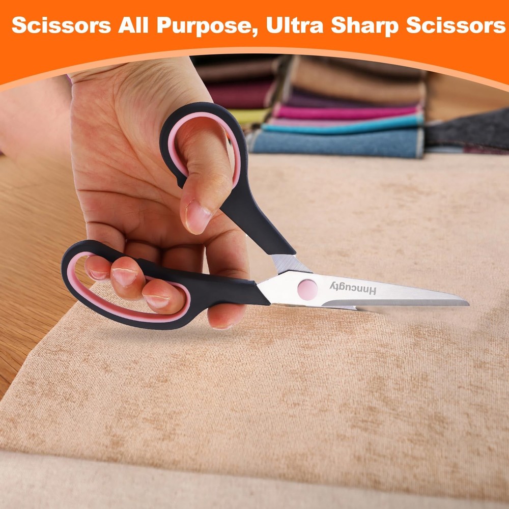 6 Pack Scissors for Office School 8 Inch All Purpose Bulk Sharp Shears Student