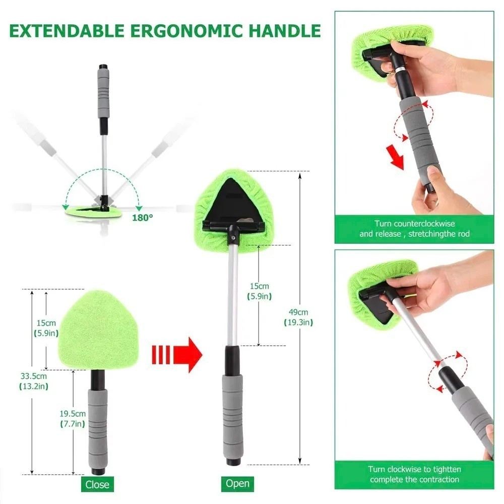1 Pc Telescopic Car Window Cleaner Extendable Microfibre Windshield Brush Tool