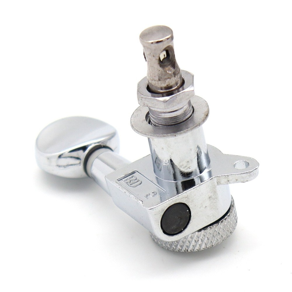 6L inline Guitar Threaded Locking Tuners String Tuning Pegs Machine Heads Silver