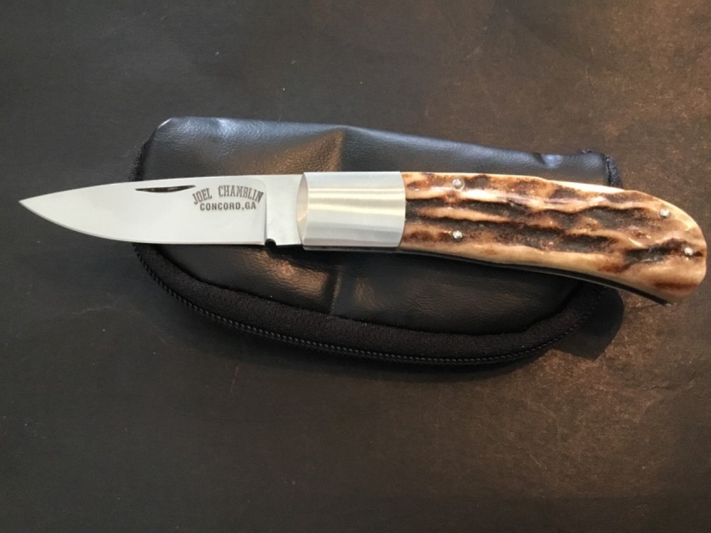 Custom Joel Chamblin Stag Lockback like Slipjoint Folder Folding Knife
