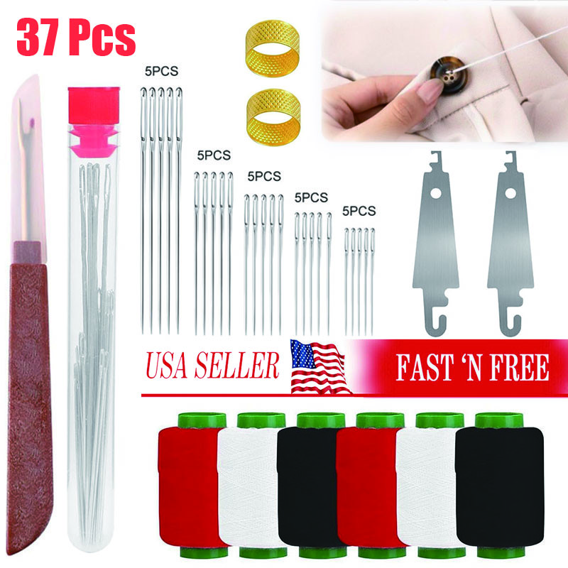37PCS Sewing Tool Set,Needles Thread Hand Repair Tools,Portable Sewing Kit