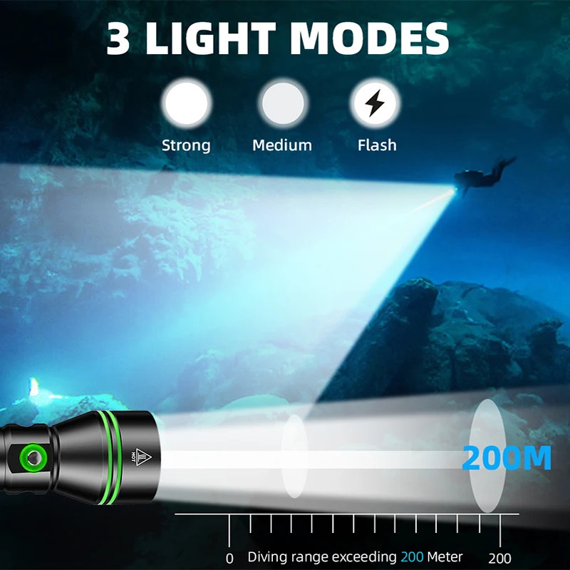 Dive Lights Scuba P70 LED Diving Flashlight Underwater Light Diving Torch