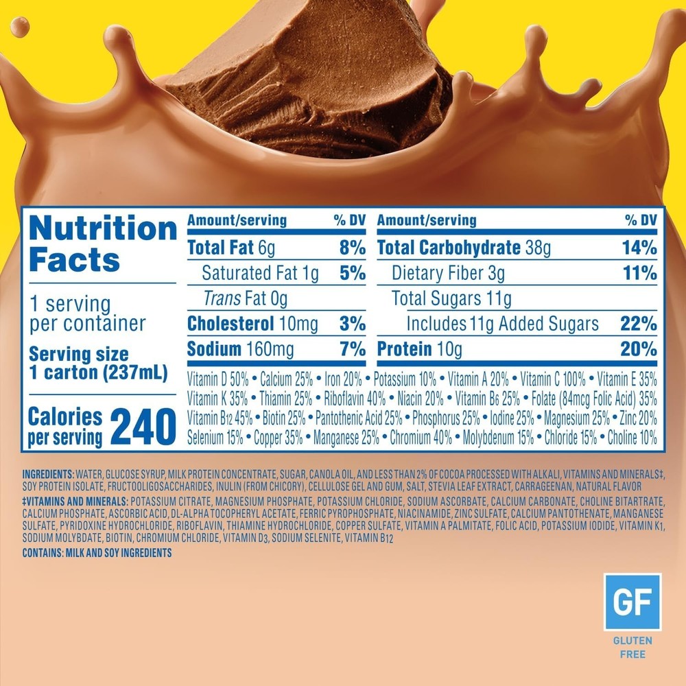 Ready-to-Drink Nutritional Breakfast Shake, Rich Milk Chocolate, 24 Pack