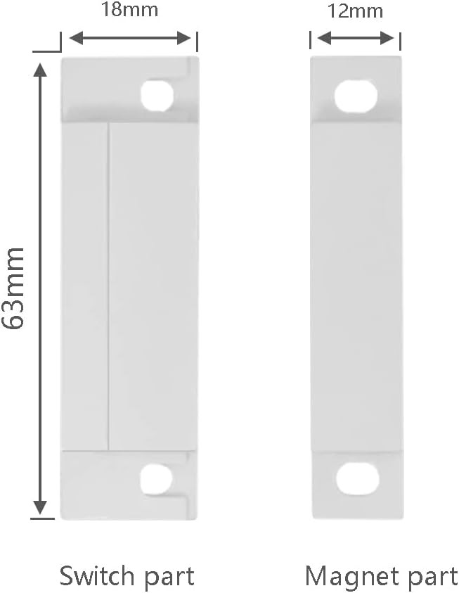 5 Pack Surface Mounted NC Magnetic Door Contacts Switch Sensor for Alarm white