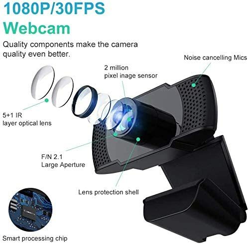 2020 Webcam 1080p HD Computer Camera, USB 2.0 Desktop Laptop Computer Web Camera