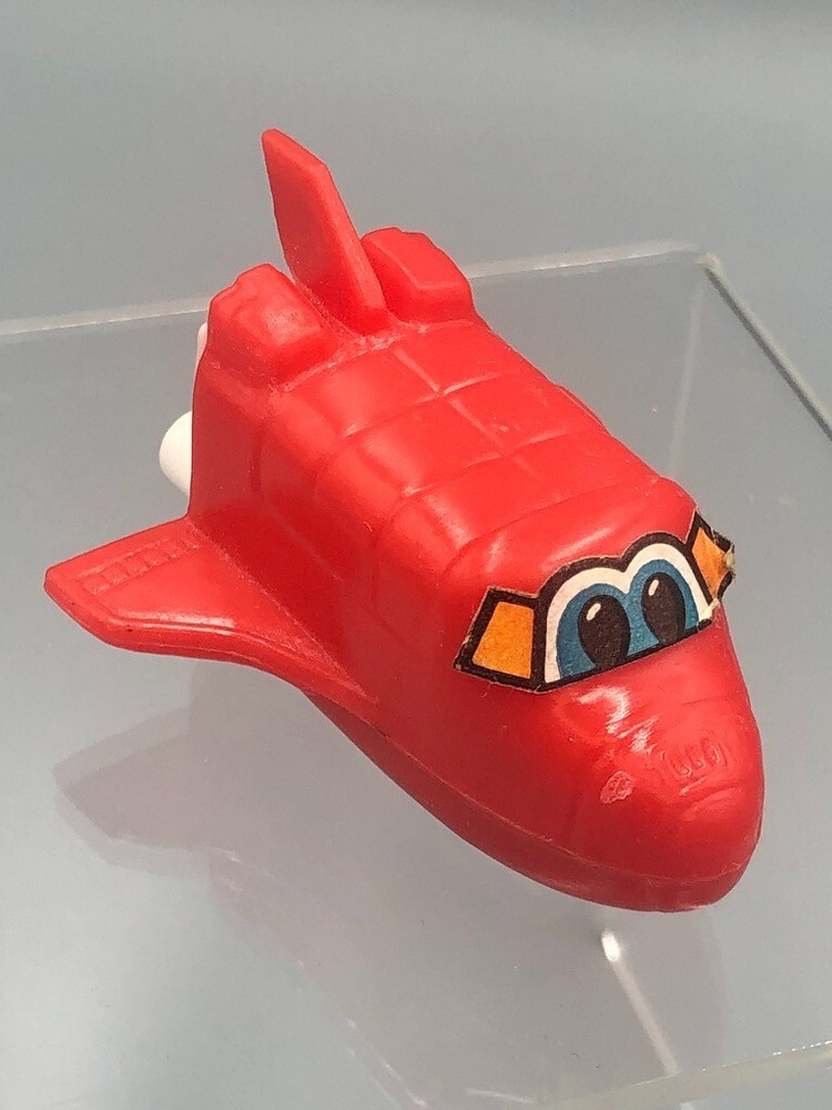 1990s Red ROCKET SPACE SHIP Toy CANDY CONTAINER Vintage