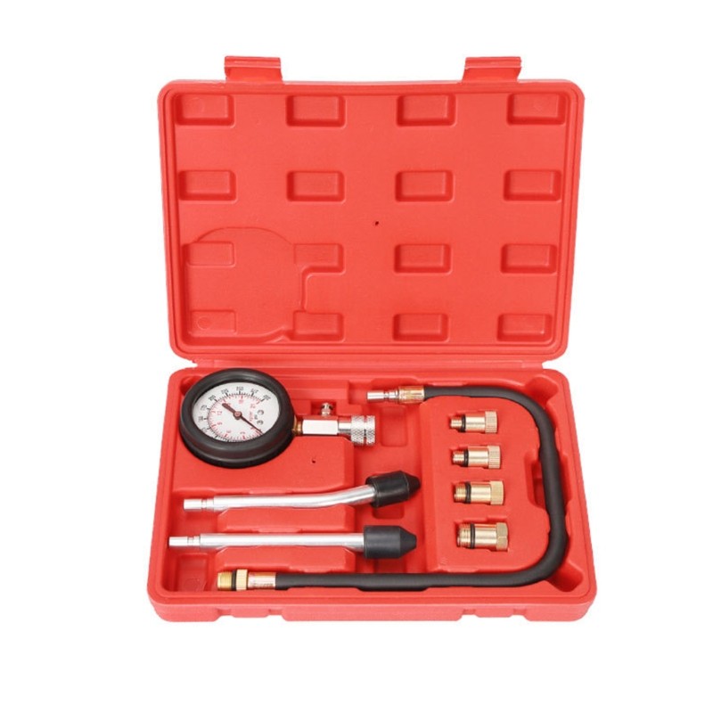 Engine Cylinder Compression Test Gauge Detector Kit Set Adapters and Pipes