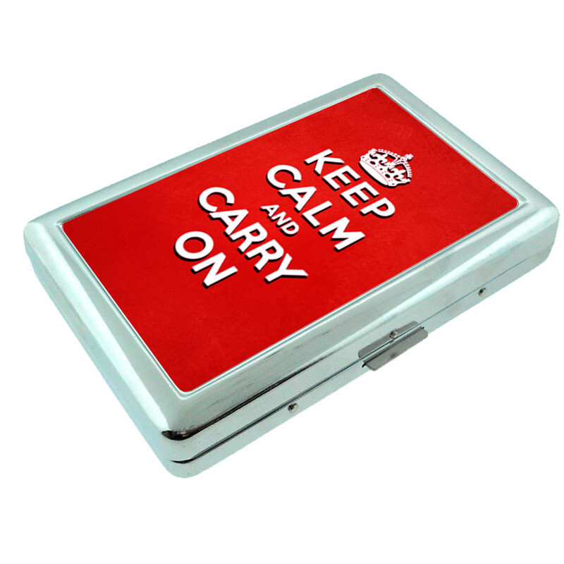 Keep Calm D9 Silver Metal Cigarette Case RFID Protection