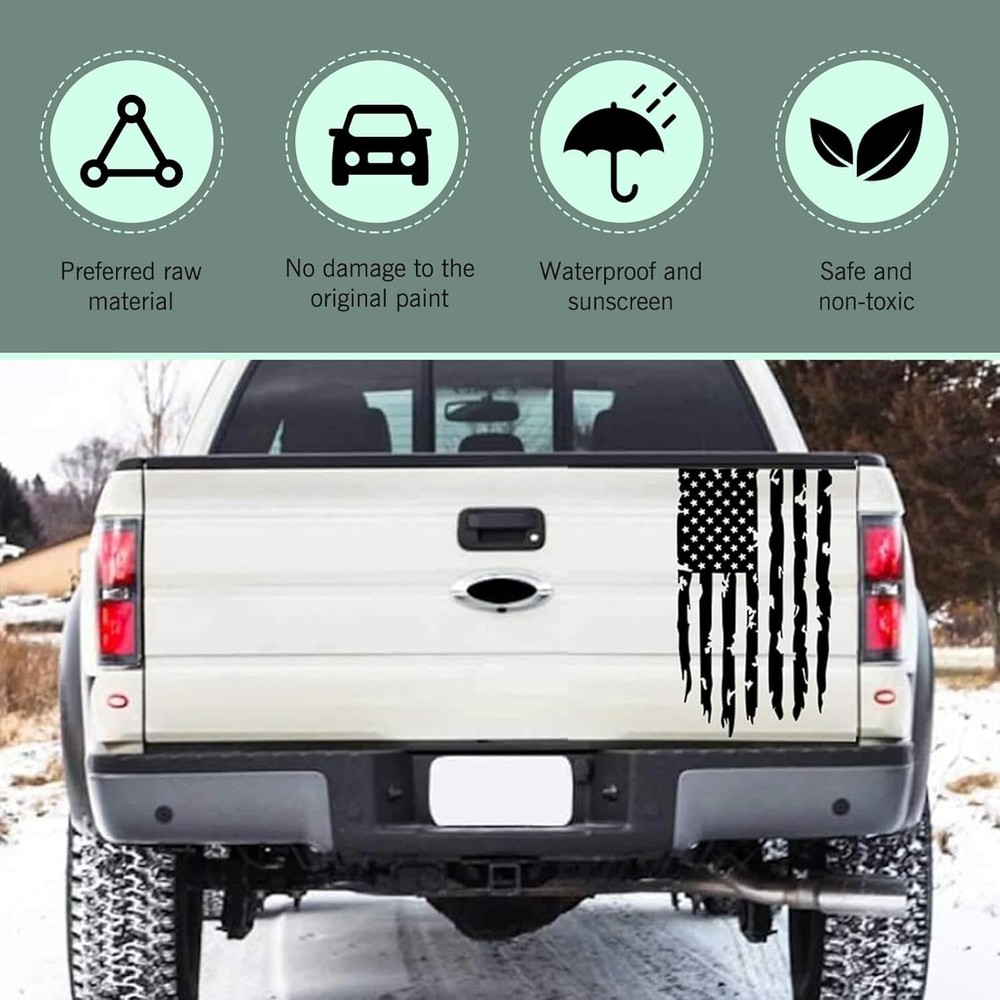 American Flag Sticker, Waterproof Sun-Proof Tailgate Distressed Self-Adhesive De