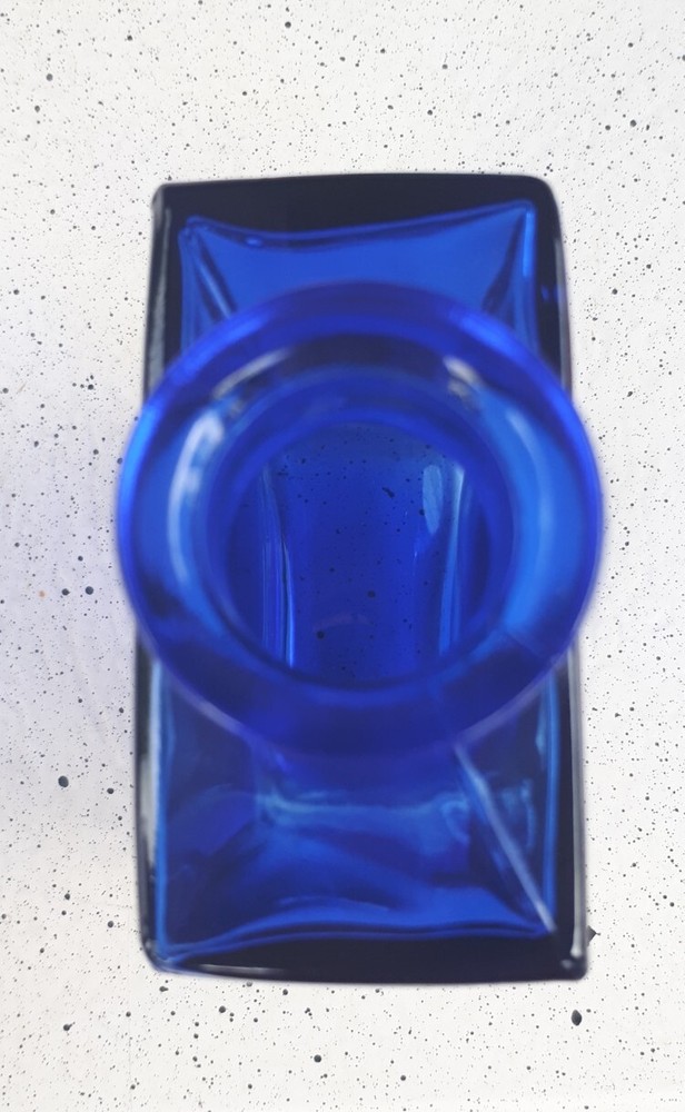 Blue Cobalt Glass Bottle Square Rectangular Vintage