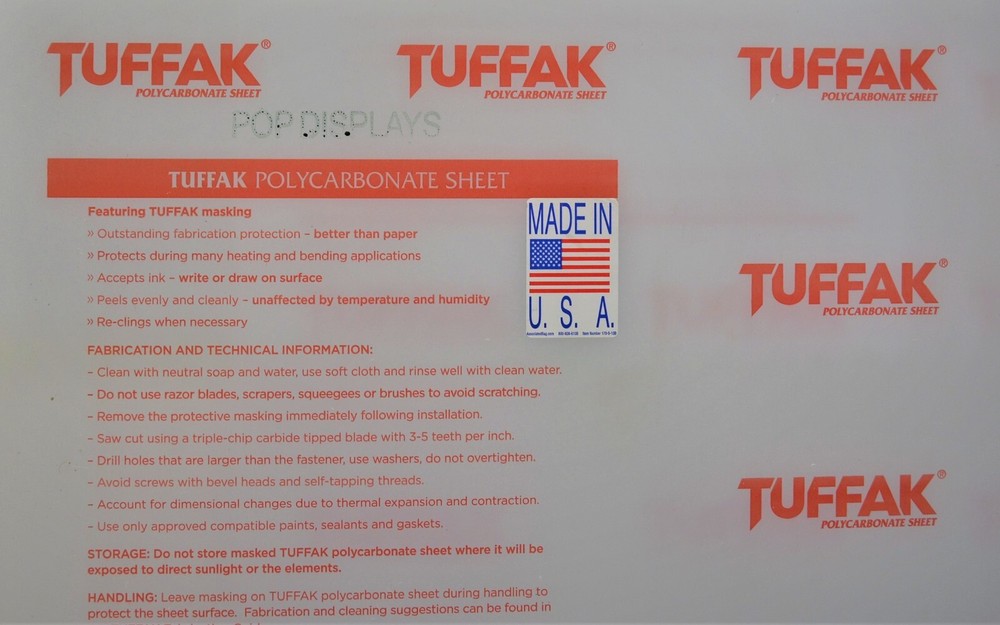 Lexan Polycarbonate Plastic Sheet Clear 1/8" x 4' x 8'