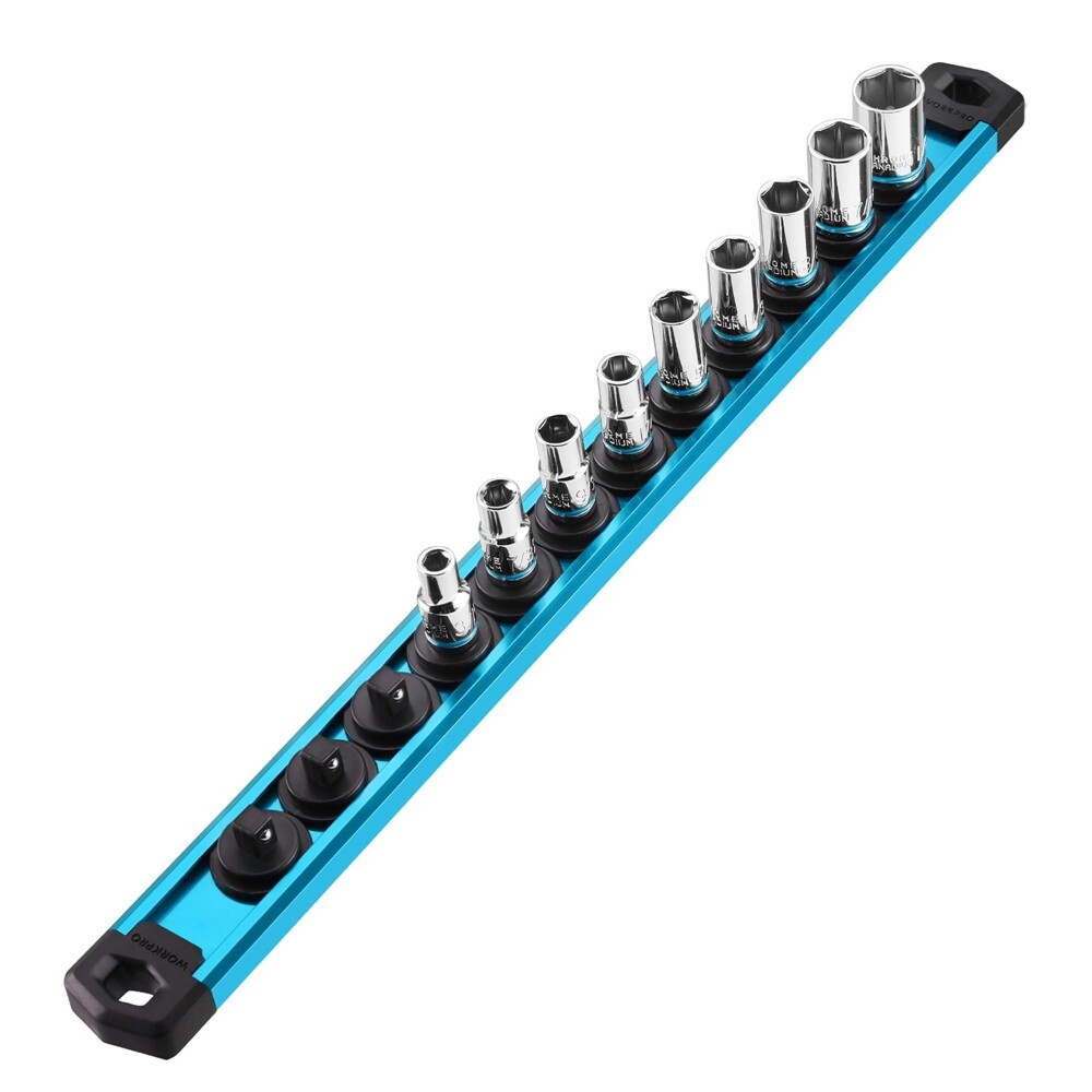 WORKPRO Magnetic Socket Organizer, 1/4-Inch Drive Heavy Duty Socket Holder