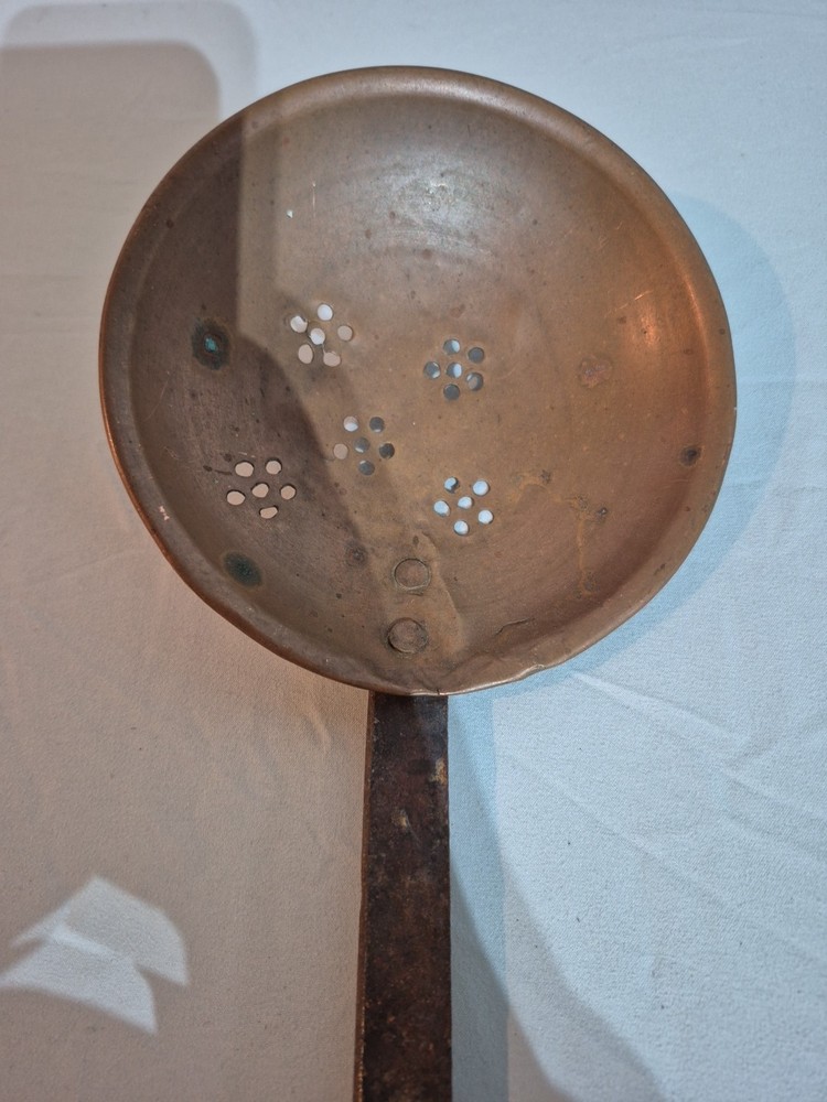 Vintage Copper Kitchen Utensil Strainer Skimmer