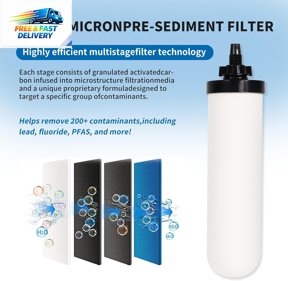 2 Pack 7'' Ceramic Water Filter Candle,7 Inch Water Filter Replacement Filters w