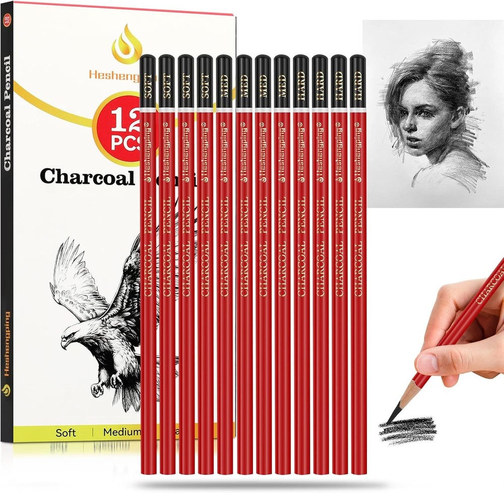 Profal Charcoal Pencils Ding Set -12 Pieces Soft,