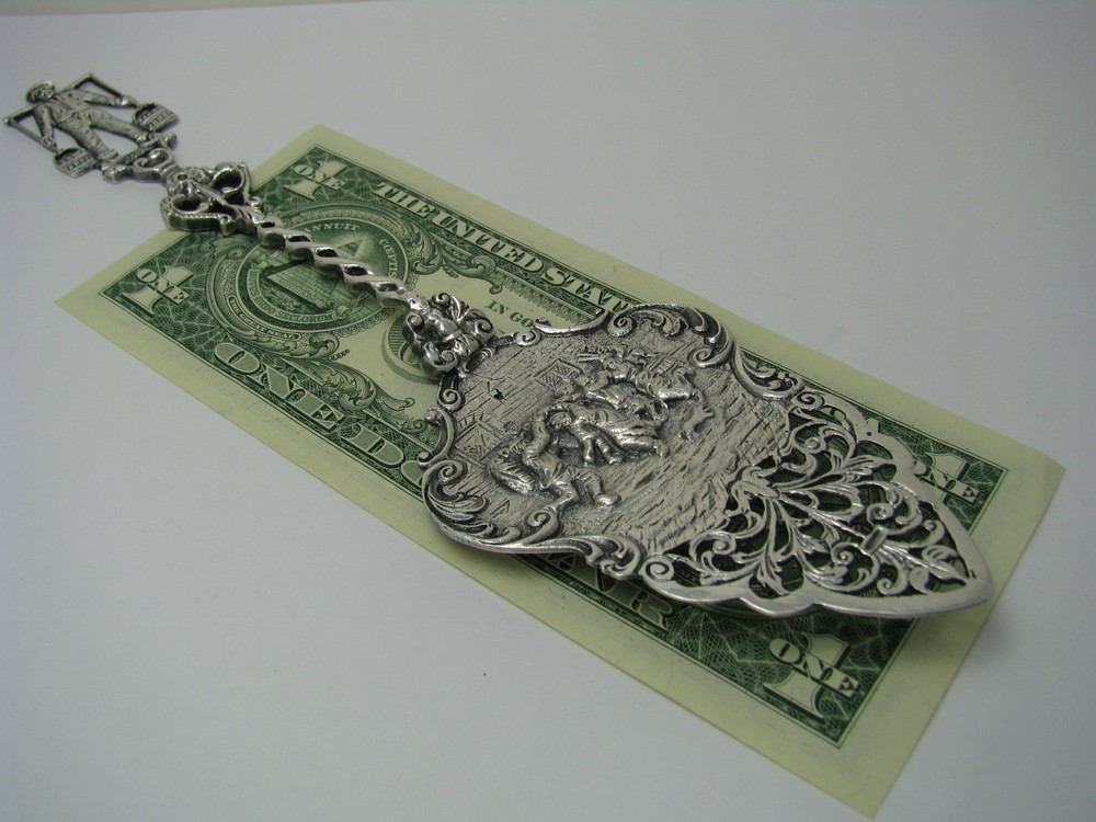 DUTCH SILVER PIE SERVER PASTRY CAKE SERVER STRAINER Holland Netherlands ca1900s