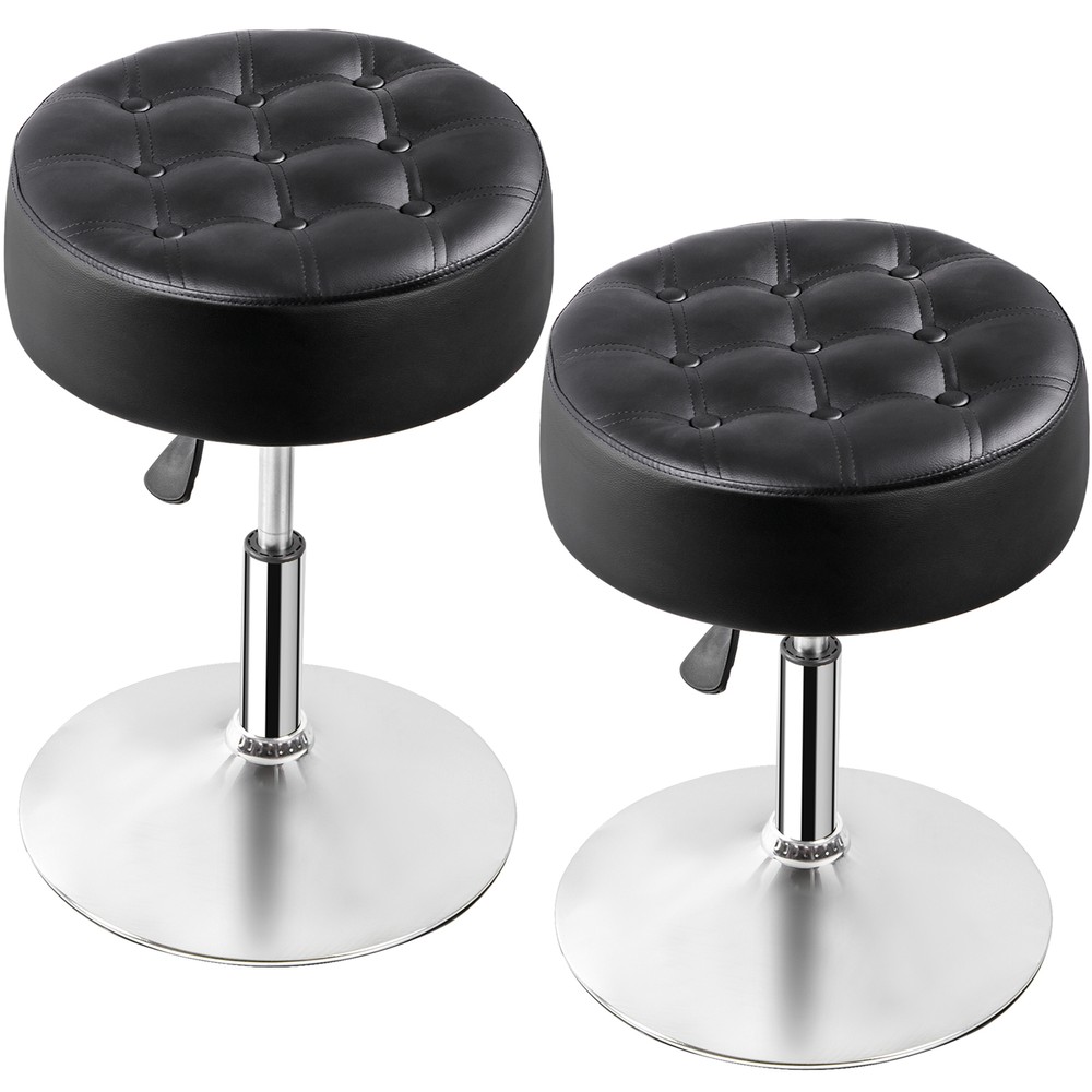 2 PCS Adjustable Vanity Stool 253 Lbs Capacity Ottoman Makeup Stool Chair Black