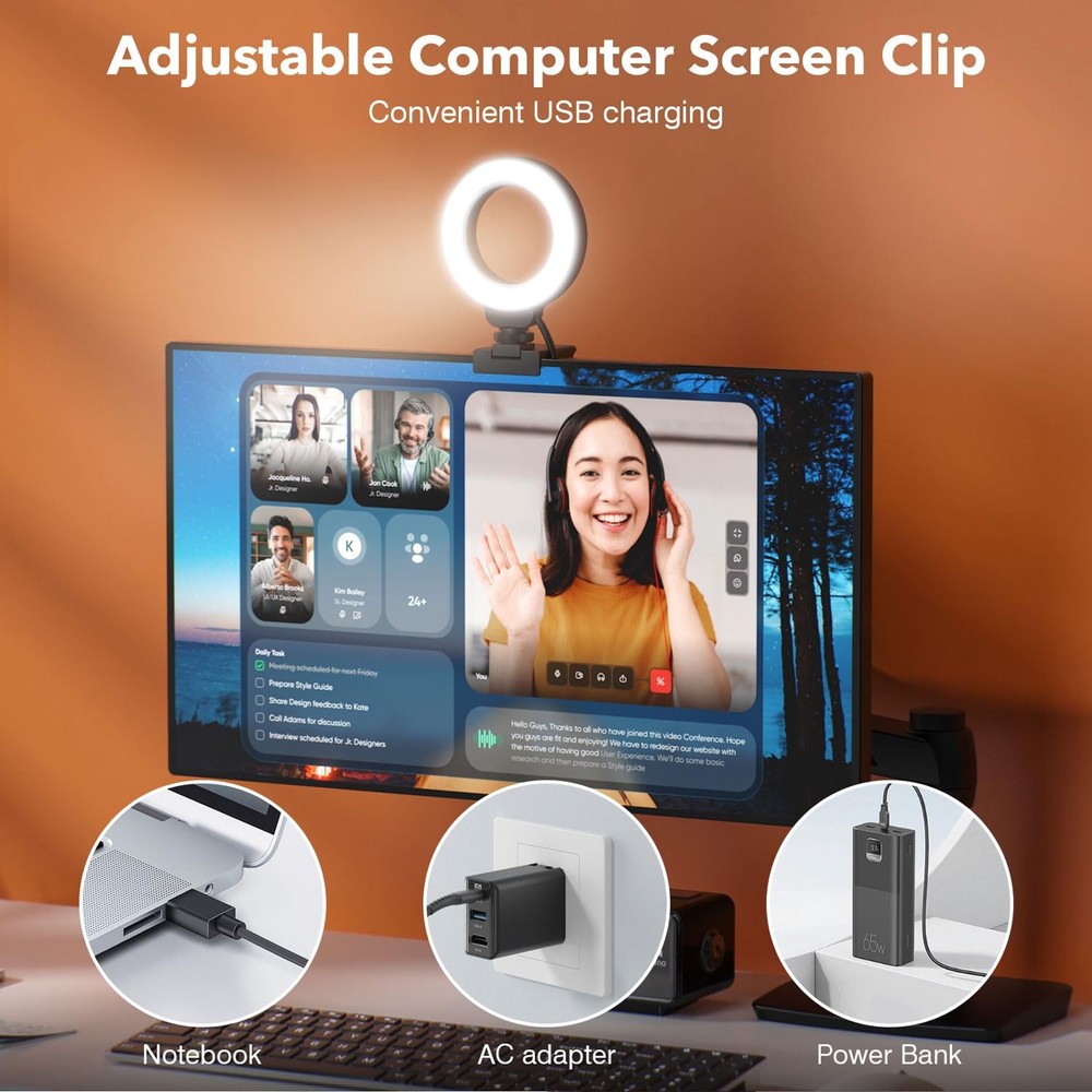 FDKOBE Ring Light for Laptop/Computer,Zoom Call, 4'' Small Video 4inch01