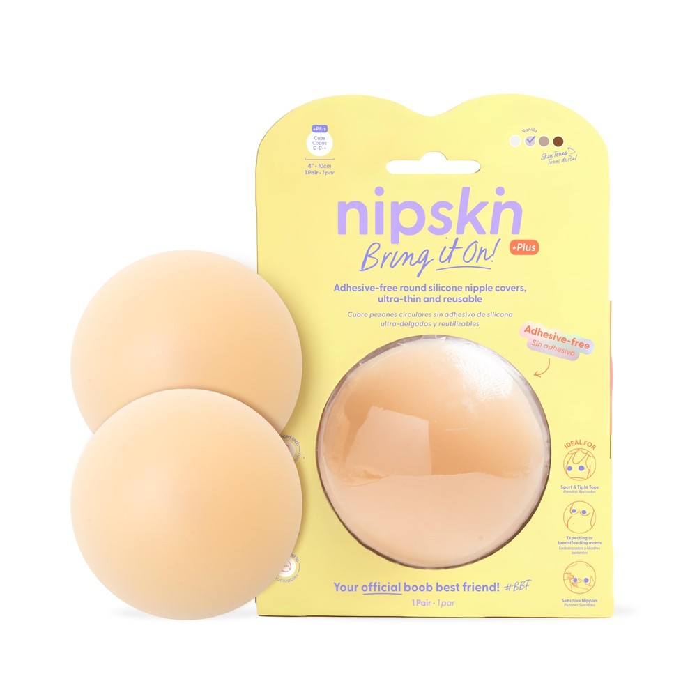 NIPSKIN Reusable Non-Adhesive Nipple Covers “Bring It On” Cups C-D++, Vanilla