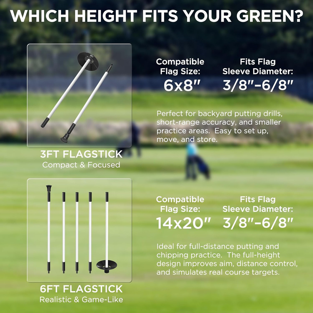 Adjustable Portable Golf Flagstick for Practice Putting Green