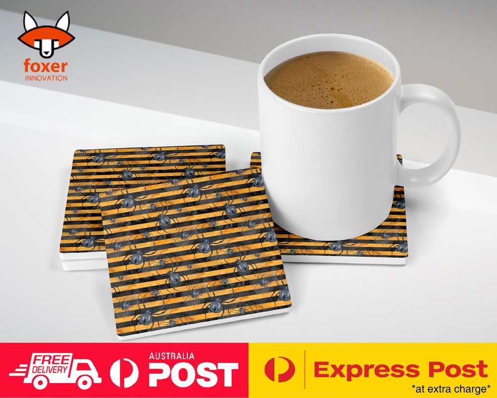 COASTER COFFEE DRINKING MAT|HALLOWEEN SPIDER PATTERN