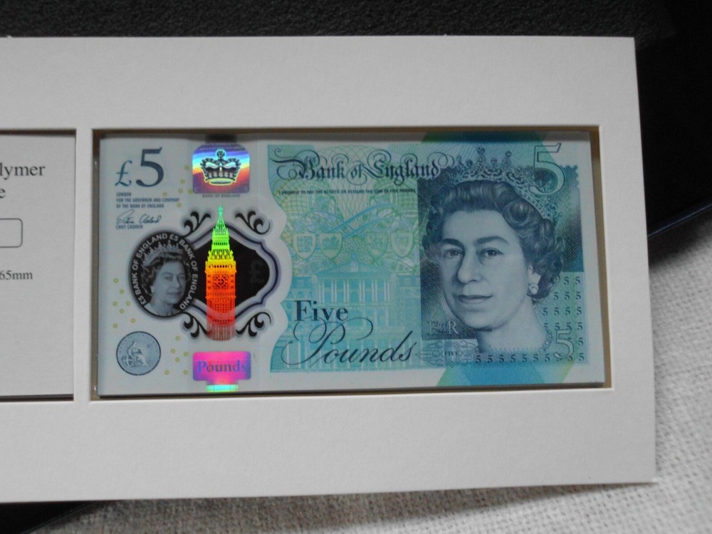 FIRST UK POLYMER £5 NOTE DATE STAMP ISSUED EDITION 2016 in DISPLAY BOX AA57 No.