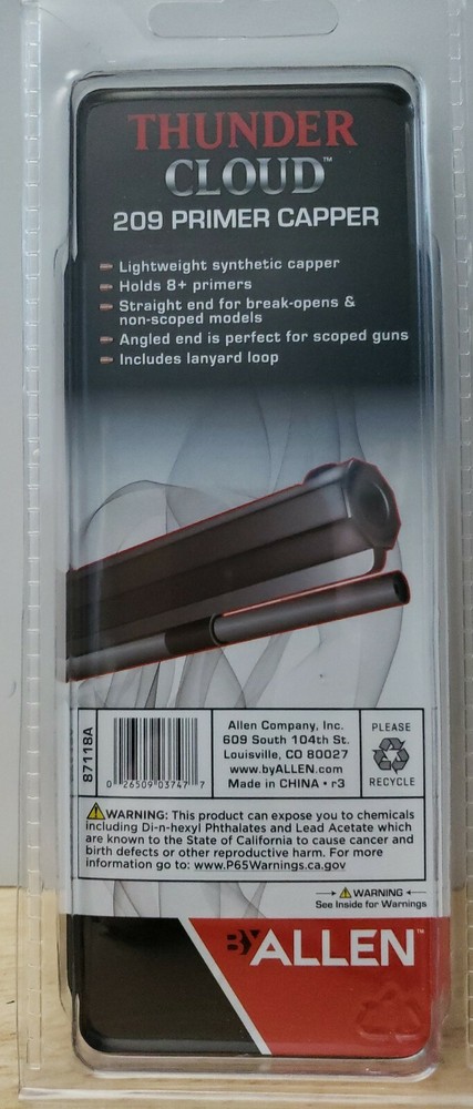 Thunder Cloud 209 Inline Muzzle loader Primer Capper by Allen, holds 8+ Primers
