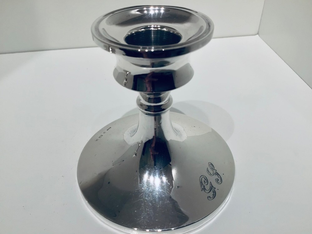 Nice Pair Solid Silver Art Deco Period Desk Candlesticks, 1925