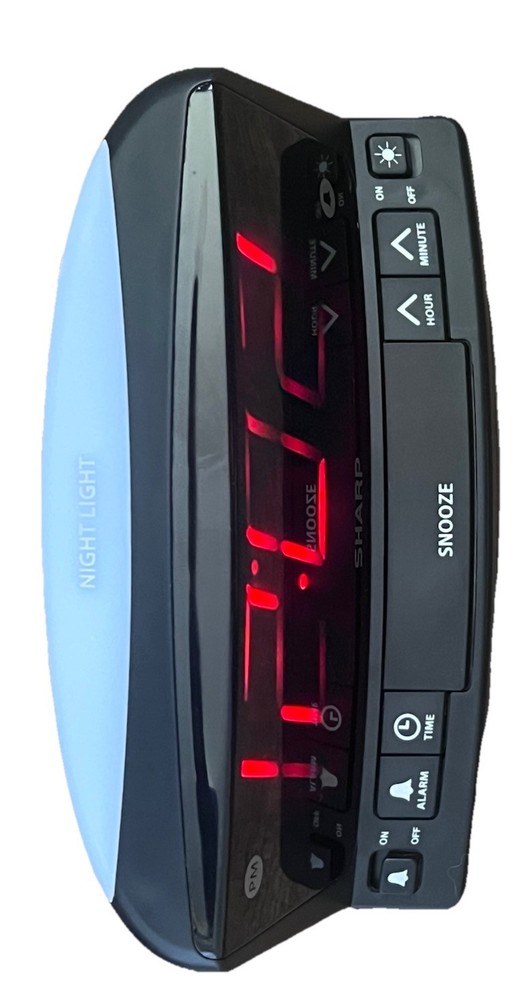 Sharp LED Digital Alarm Clock – Simple Operation Large Numbers Used Tested
