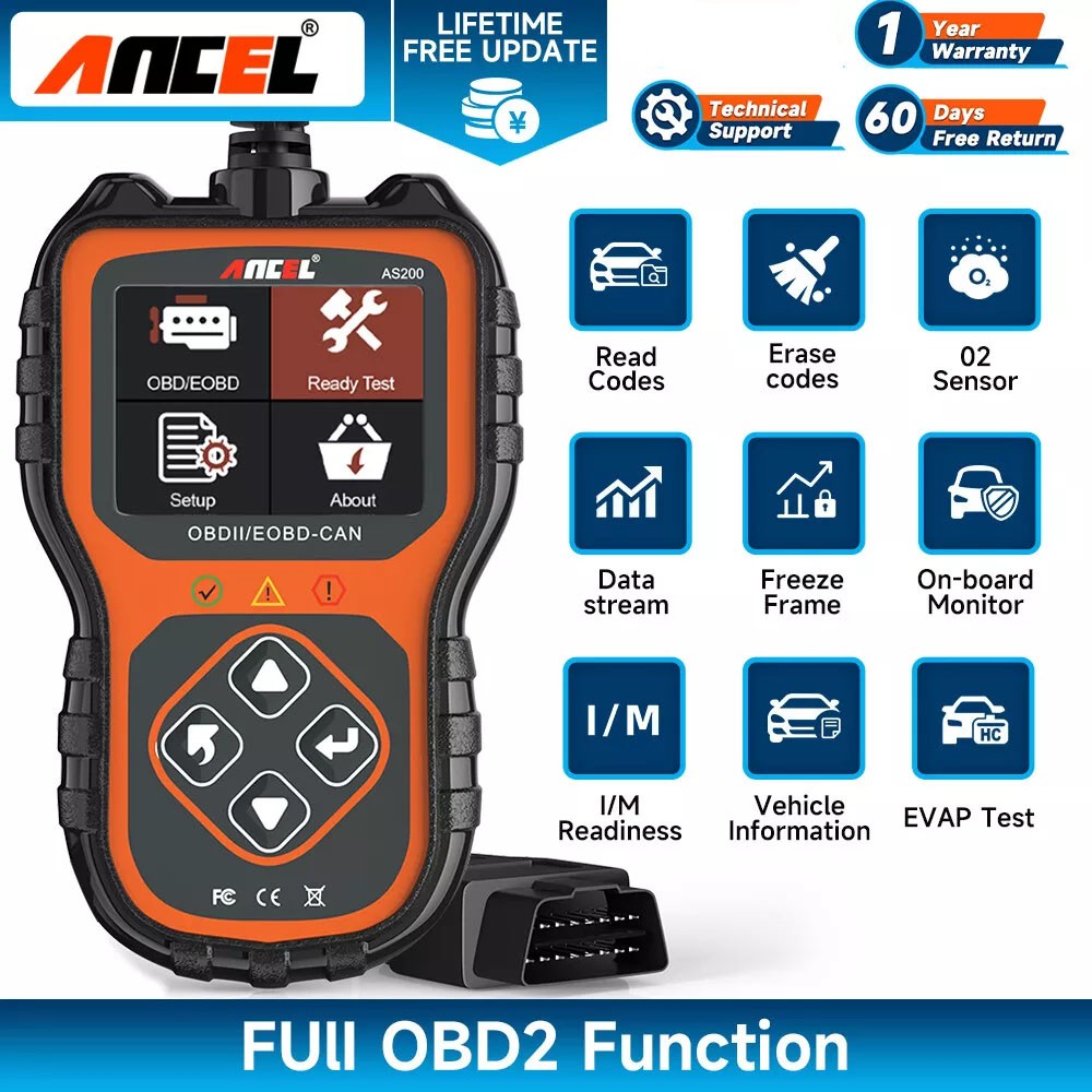ANCEL AS200 OBD2 Code Reader Scanner Diagnostic Tool DTC Lookup I/M Readiness US