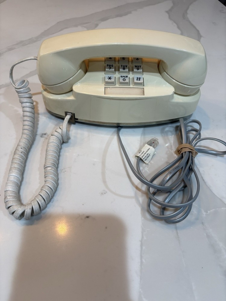Vintage Push Button Phone Off White Used Untested Desk No Cracks