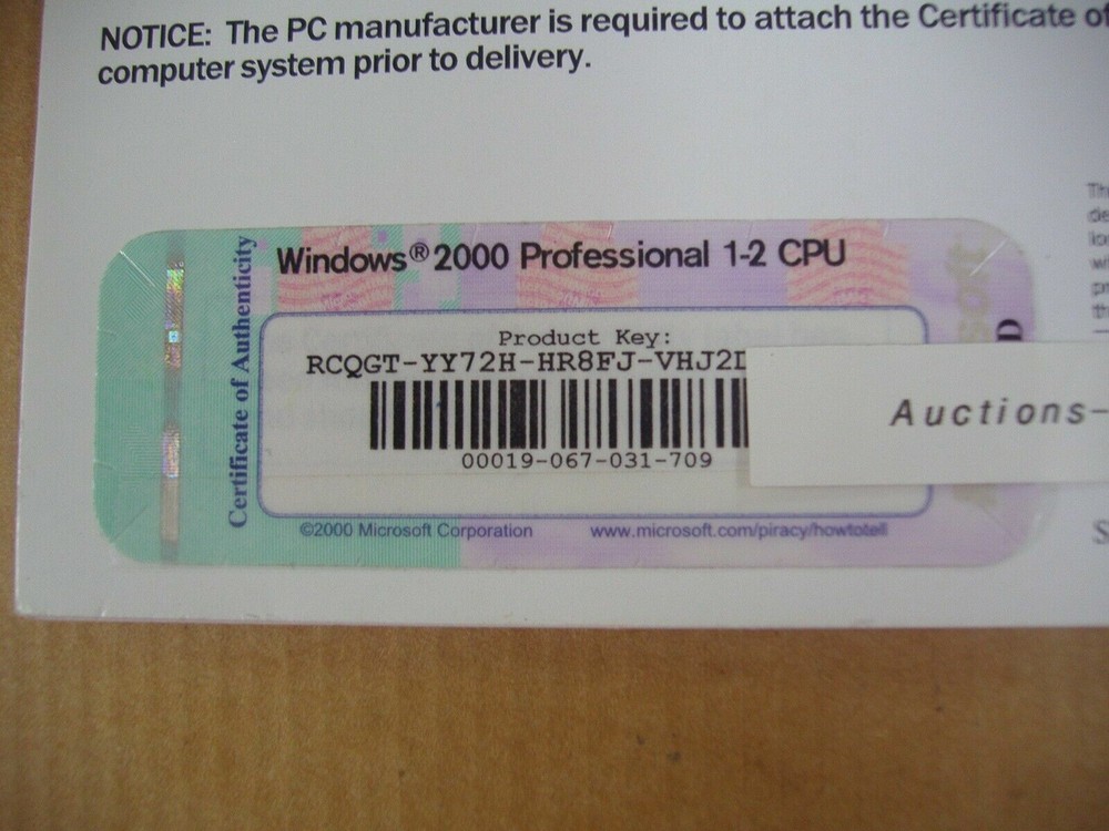 MICROSOFT WINDOWS 2000 PROFESSIONAL FULL OPERATING SYSTEM MS WIN PRO=NEW=