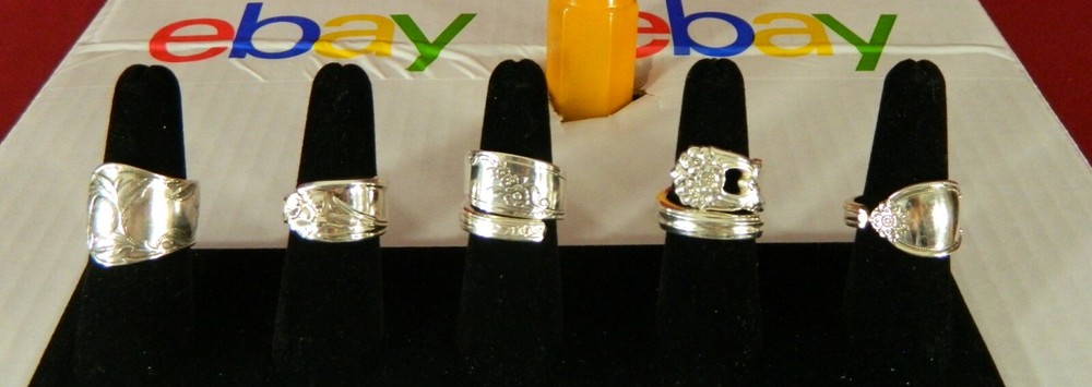 5 Silver Plated Spoon Rings Size 8