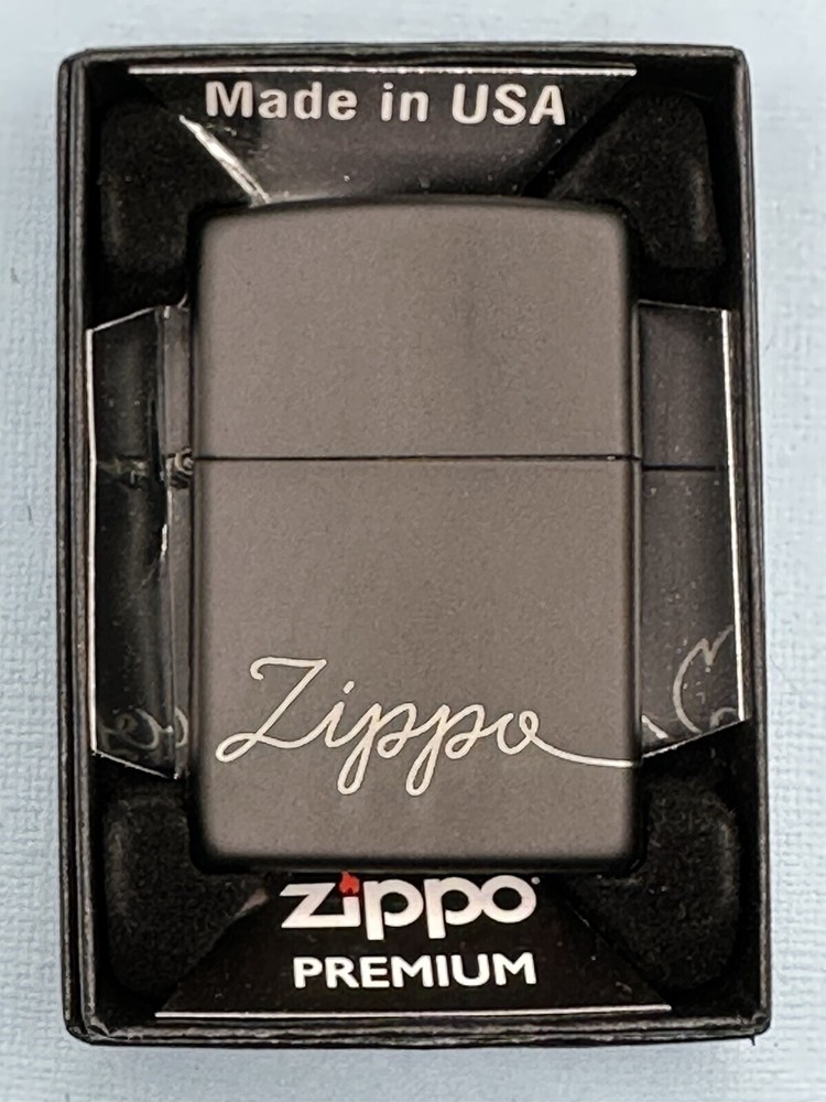 Zippo Windproof Script 48979 Design Black Matte Zippo Lighter NEW