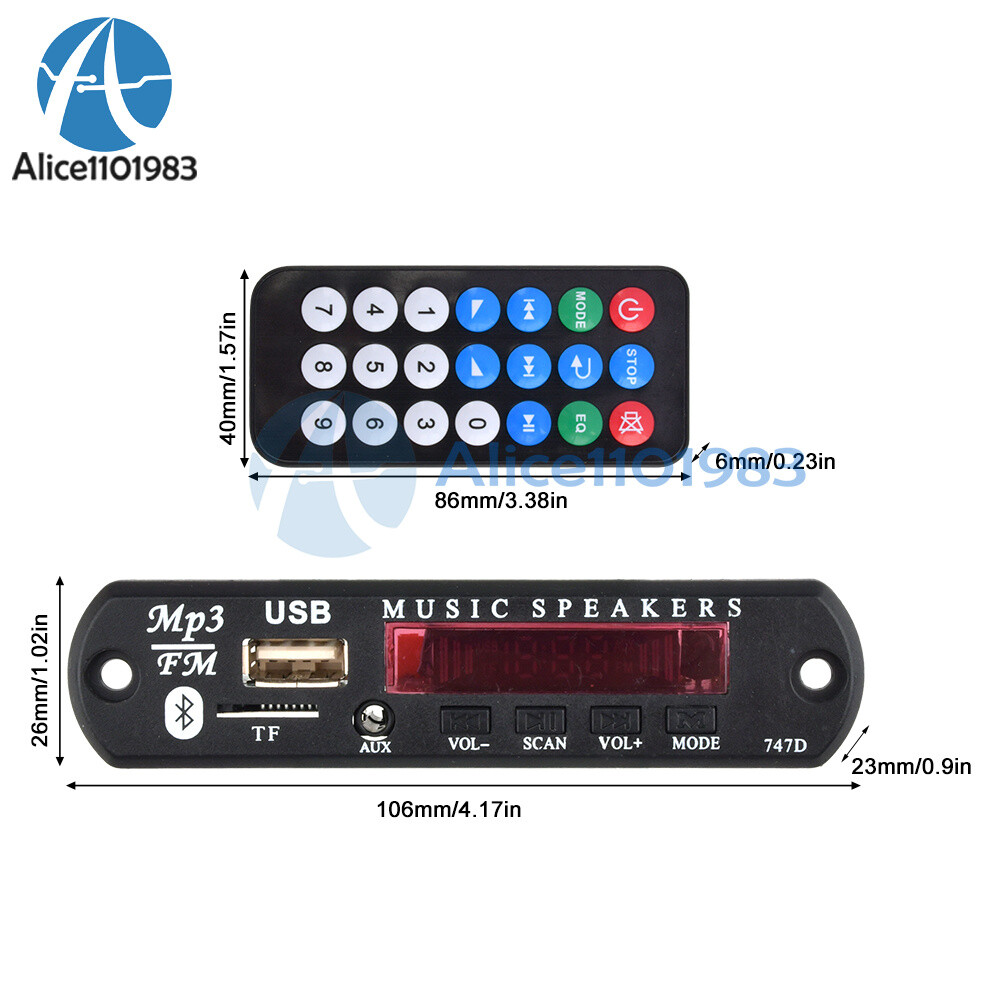 9V 12V Car MP3 WMA Decoder Board Audio Module Bluetooth 5.0 Music Remote Control